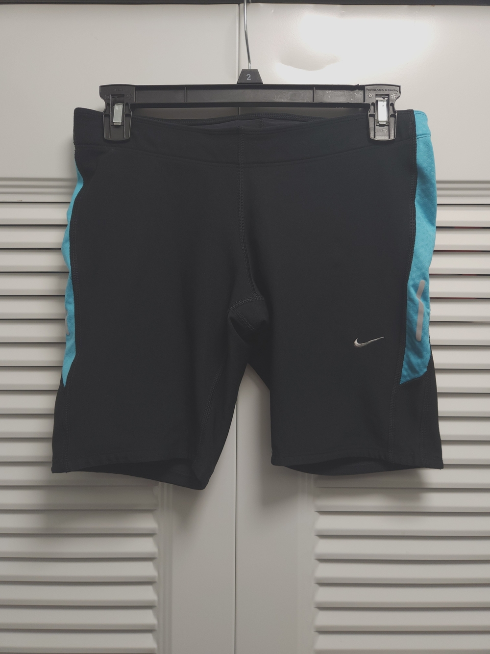 Nike Women’s Dri-FIT Athletic Running Shorts – Black & Turquoise – Size M